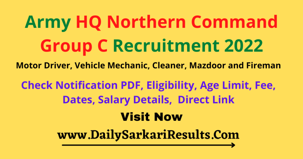 Army Hq Northern Command Group C Recruitment