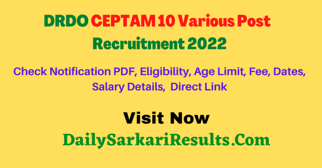 DRDO CEPTAM 10 Tech A Tier I Admit Card And STA B Tier I Result