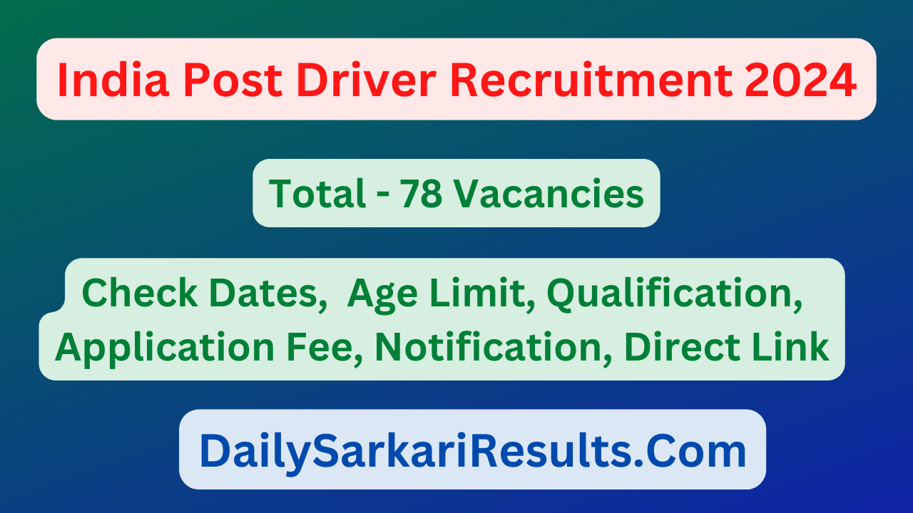 India Post Driver Recruitment 2024 in Uttar Pradesh UP Circle