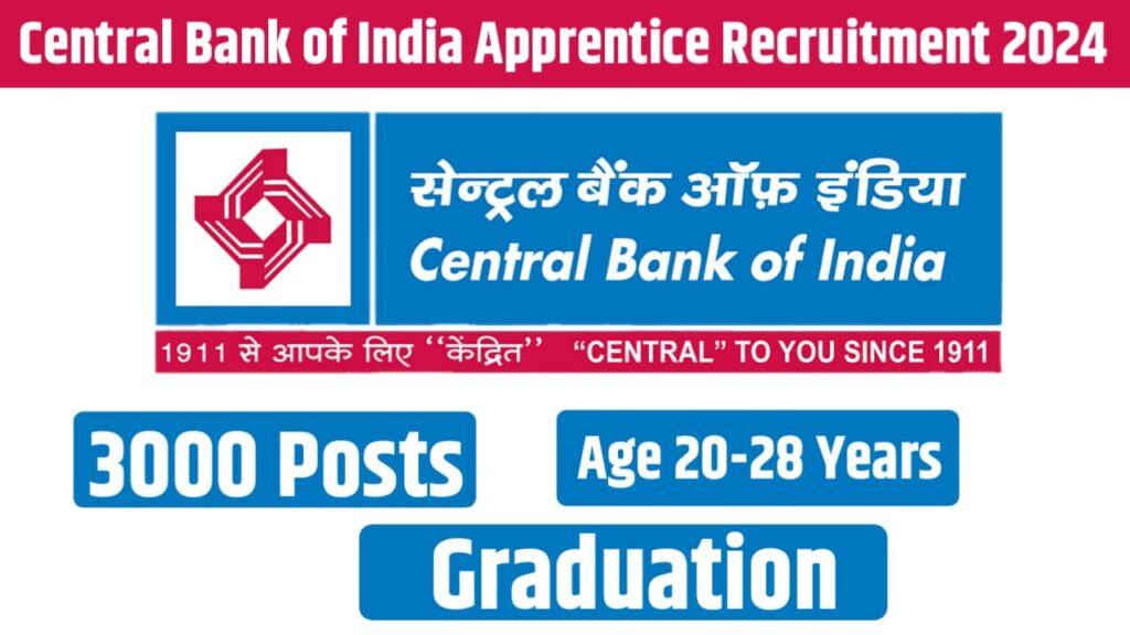 Central Bank Of India Apprentice Recruitment 2024 3000 Post   Central Bank Of India Apprentice Recruitment 2024 1024x576 