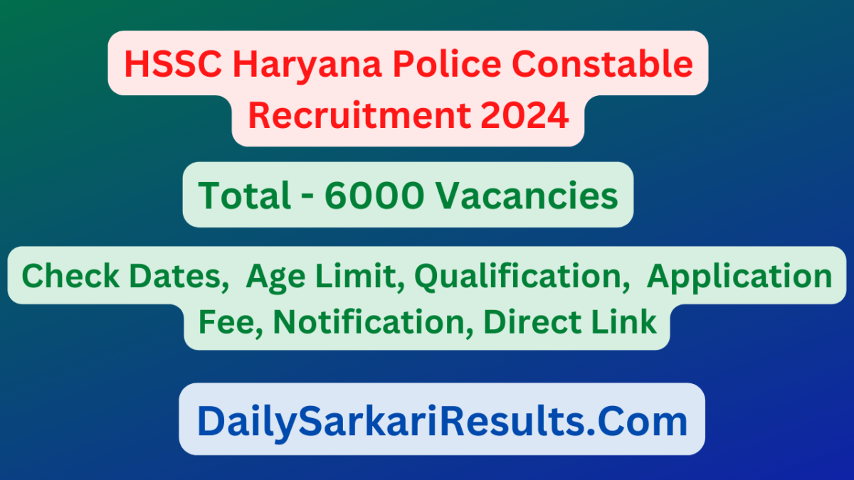 HSSC Haryana Police Constable Recruitment 2024